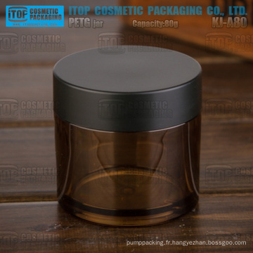 KJ-A80 80g couleur vide personnalisable épais PETG matériaux cosmétiques ambre pot plastique